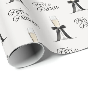 Vijftig & Fabulous Chic Champagne Boog 50ste Verja Cadeaupapier