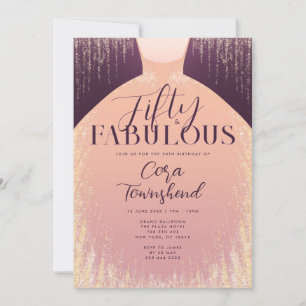 Vijftig & Fabulous Elegante Gouden Jurk 50e Verjaa Kaart