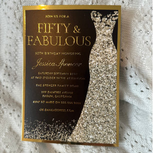 Vijftig & Fabulous Golden Folie 50e Verjaardag Uitnodiging