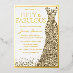 Vijftig & Fabulous Gouden Folie 50e Verjaardag Uitnodiging