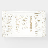 Vijftig & Fabulous Party Welkom Goud en Wit Spandoek (Horizontaal)