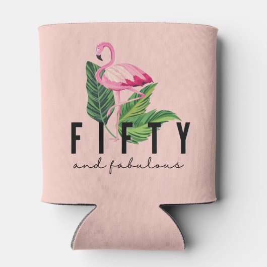 Vijftig Fabulous Pink Flamingo 50th Birthday Blikjeskoeler (Achterkant)