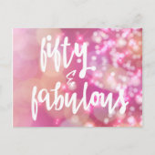 Vijftig & Fabulous - Roze Glitter 50e Verjaardagsk Briefkaart (Voorkant)