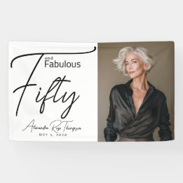 Vijftig & Fabulous Script Foto 50ste Verjaardagsfe Spandoek