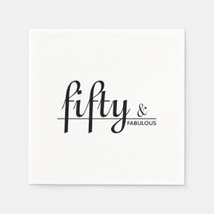 Vijftig & FABULOUS Wit & Zwart 50ste Verjaardagsfe Servet