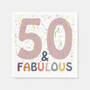 Vijftig & Fantastisch Confetti Roze Modern Feest Servet
