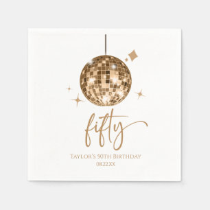 Vijftig Gouden Disco Bal 50ste Verjaardagsfeest Servet