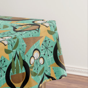 Vijftig Huisplanten Aqua en Black Retro Tafelkleed