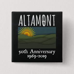 Vijftig jaar gratis concert Altamont Speedway Free Vierkante Button 5,1 Cm