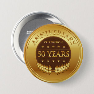 Vijftig jaar Jubileum Celebratie Gold Medal Ronde Button 7,6 Cm