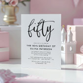 Vijftig | Modern 50e zwart-wit verjaardagsfeest Magnetische Uitnodiging