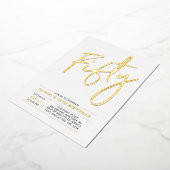 vijftig | Moderne goudprijs 50e verjaardag Folie Uitnodiging (Gedraaid)