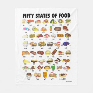 VIJFTIG STATEN VAN LEVENSMIDDELEN Verenigde Staten Fleece Deken