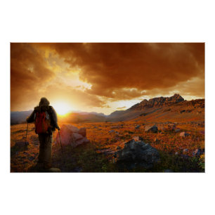 Vijftig Sunset gebergte - Nationaal Park Glacier Perfect Poster