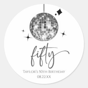 Vijftig Zilveren Disco Bal 50ste Verjaardagsfeest Ronde Sticker