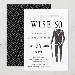 Vijftig zwart-wit formeel man verjaardagsfeestje kaart