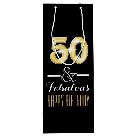 Vijftigste 50ste verjaardag wijnfles wijn cadeautas (Achterkant)