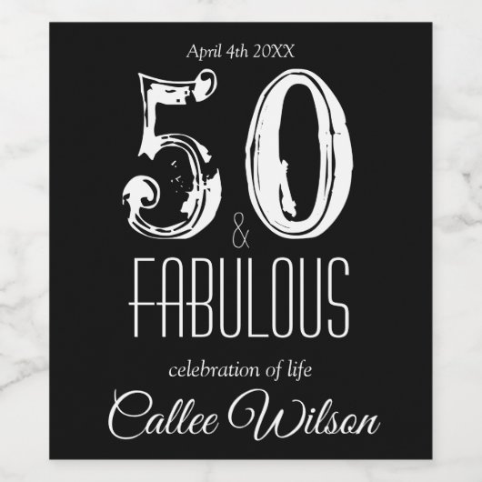 Vijftigste verjaardag viering van het leven wijn etiket (Enkel label)