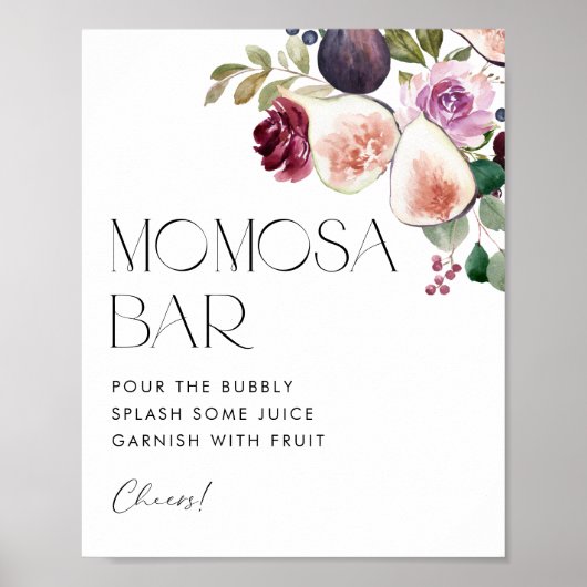 Vijgen en bessen Bloemen Baby shower Mimosa Bar Poster (Voorkant)