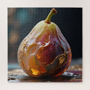 Vijgenfruit Barnsteen Glas Sculptuur Legpuzzel