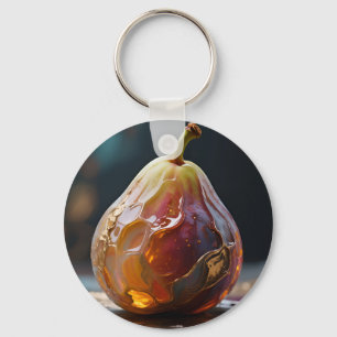Vijgenfruit Barnsteen Glas Sculptuur Sleutelhanger