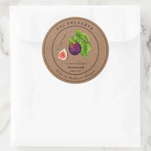 vijgenjam Kraft papier Rond potje label (Tas)