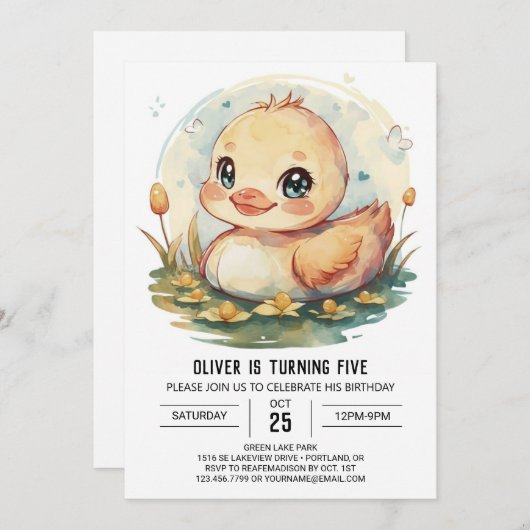 Vijver aangepaste eend verjaardag kaart (Voorkant / Achterkant)