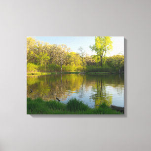 Vijver en weelderig bos van Battle Creek Park Canvas Afdruk