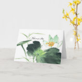 VIJVER LOTUS VREDE l Chinese Penseel Schilderkunst Kaart (Gele Bloem)