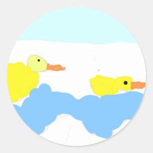Vijver met eenden ronde sticker