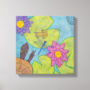 Vijver Scene (wit) - Canvas Kunst