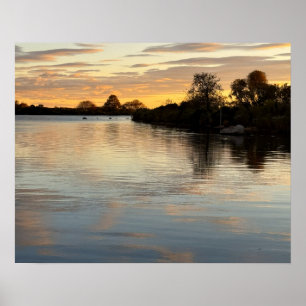Vijver Waterscape Zonsondergang Foto Poster