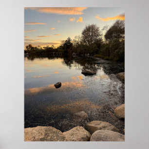 Vijver Waterscape Zonsondergang Foto Poster