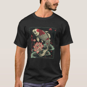 Vijverhuisdier Karperliefhebber Japanse Kunst Bloe T-shirt