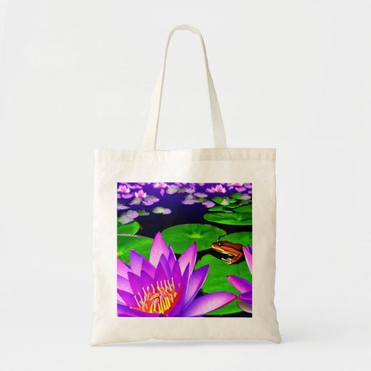 Vijverscène met waterlelie, leliepads en een kikke tote bag (Voorkant)