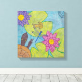 Vijverscène (wit) - Canvas Art (Insitu (Houten vloer))