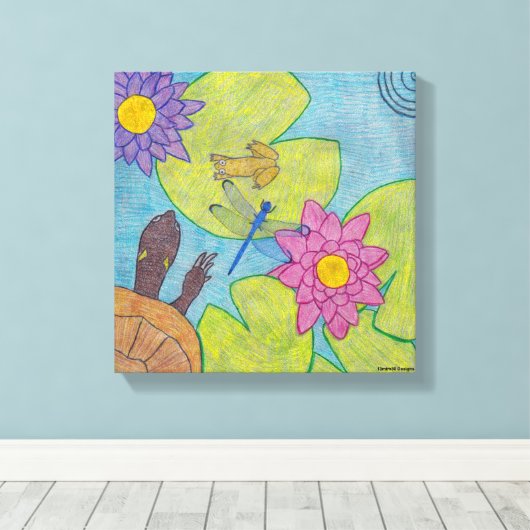 Vijverscène (wit) - Canvas Art (Insitu (Houten vloer))