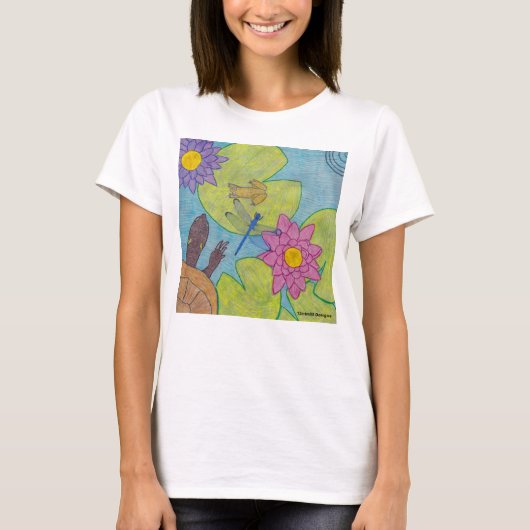 Vijverscène (wit) - Dames Basic T-Shirt (Voorkant)