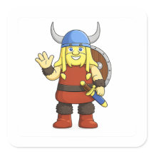 Viki de Viking Cartoon Karakter Vierkante Sticker