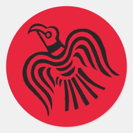 Viking Banner Raven Symbol Ronde Sticker (Voorkant)