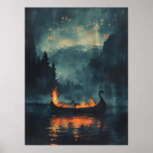 Viking Begrafenisschip Noorse Samhain Halloween Poster
