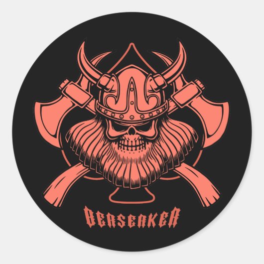 Viking Berserker Ronde Sticker (Voorkant)