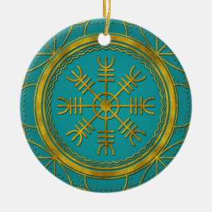 Viking-beschermingstroepen helm van awe talisman keramisch ornament