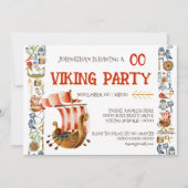 Viking Birthday Invitation Boys 1–7 Galleon ship (Devant)