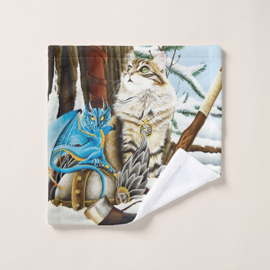 viking Cat Blue Dragon (Gant de toilette)