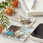 Viking Cat Blue Dragon QR-code Sleutelhanger (Voorkant Rechts)