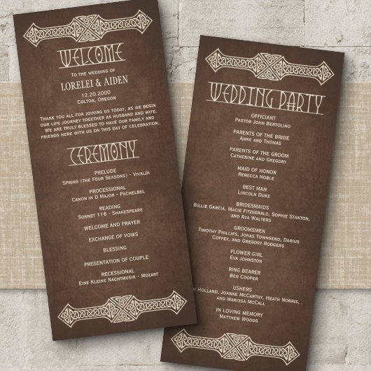 Viking Celtic Gamer Wedding Programme
