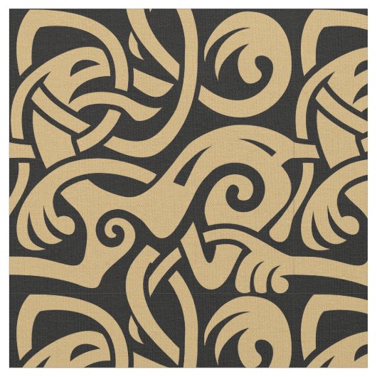 Viking Celtic Intertwining Animal Pattern Stof (Close Up)