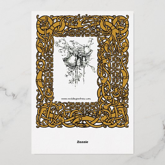 Viking Celtic Knots Border Wedding Folie Uitnodiging (Achterkant)