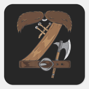 Viking Costume Halloween Mustache Belt Ax Cosplay Vierkante Sticker